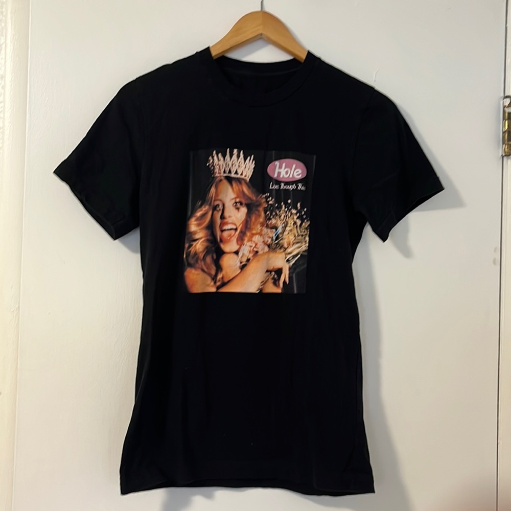 Hole 90s Live Through This Retro Cotton Black Tee Grunge